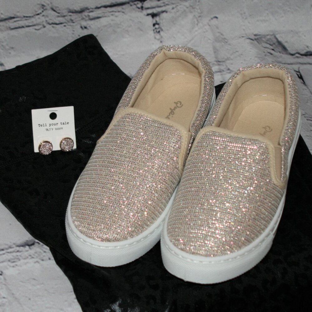 Qupid Glitter Sneakers Champaigne